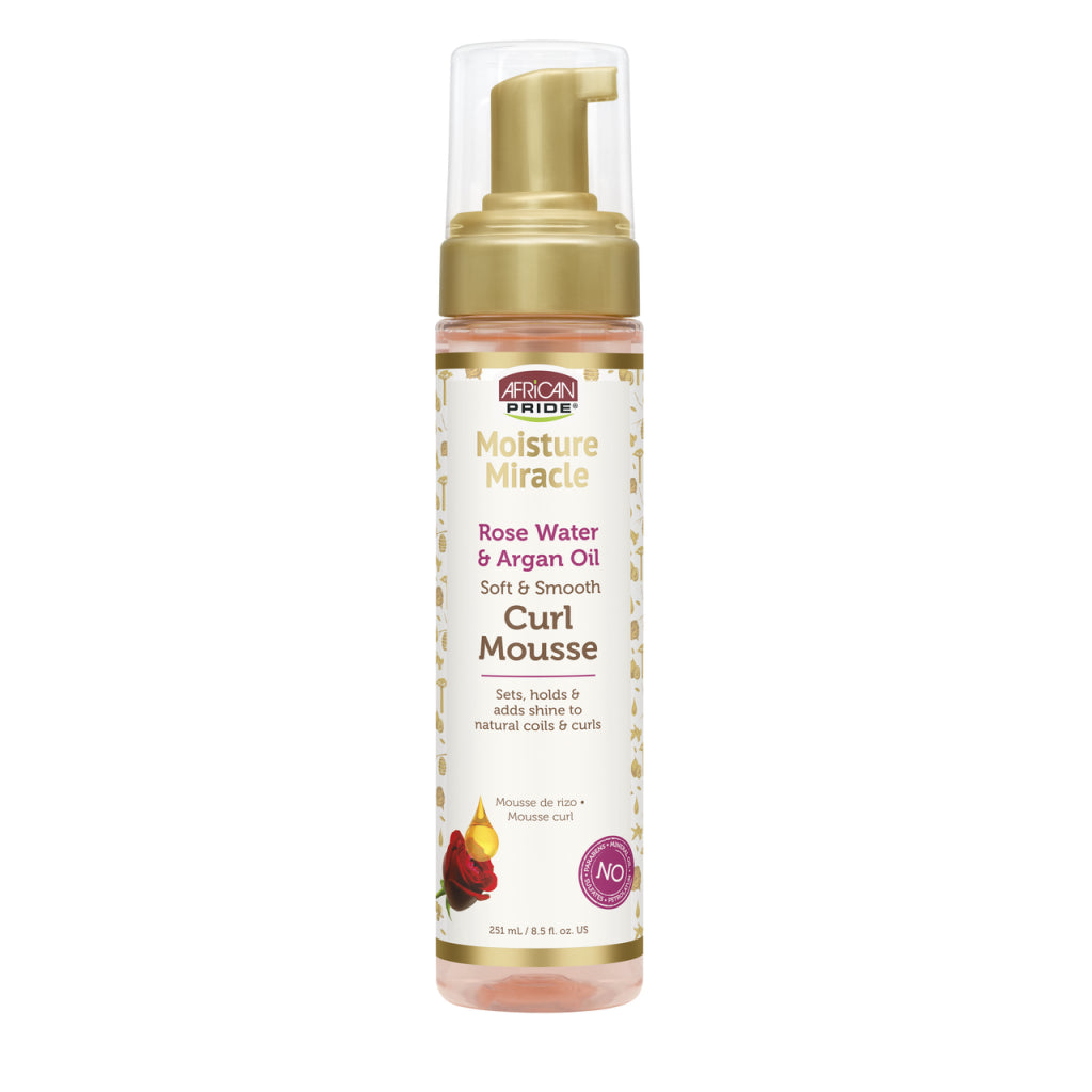 African Pride Moisture Miracle Rose Water & Argan Oil Curl Mousse, 8.5fl oz