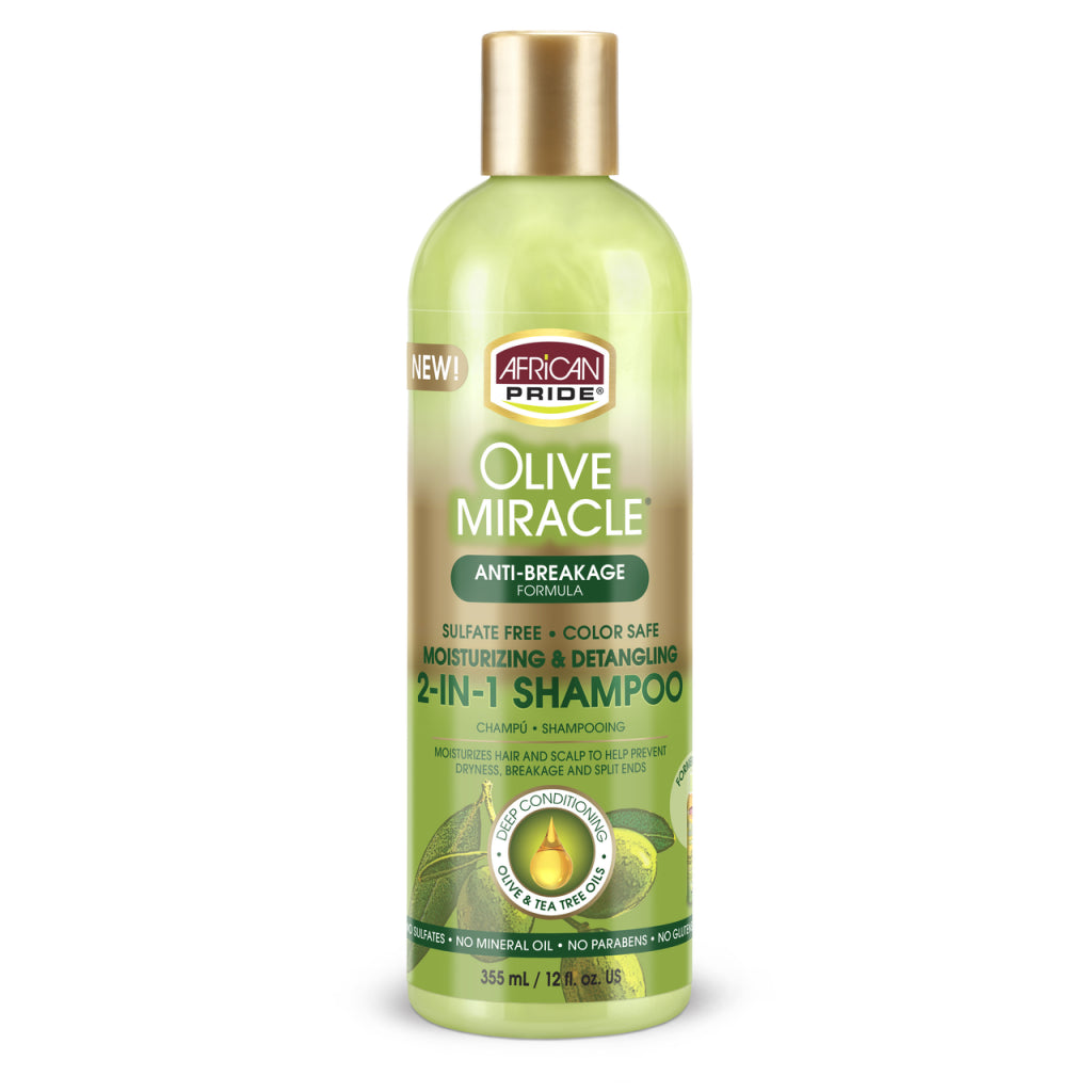 African Pride Olive Miracle 2-IN-1 Shampoo, 12oz