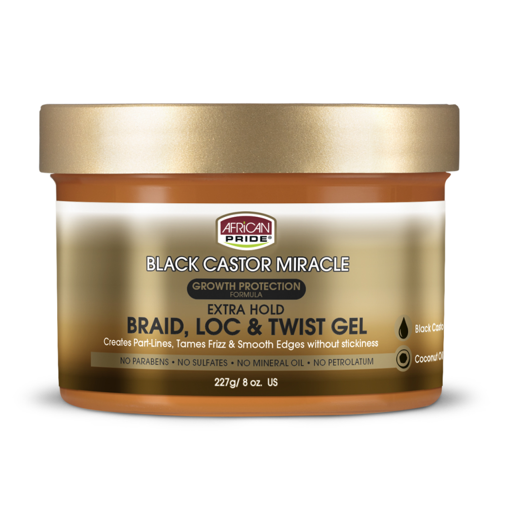 African Pride Black Castor Miracle Braid, Loc & Twist Gel