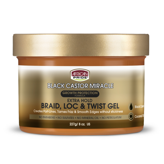 African Pride Black Castor Miracle Braid, Loc & Twist Gel